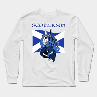 Scotland Unicorn Playing Bagpipes Scottish St Andrews Day Long Sleeve T-Shirt